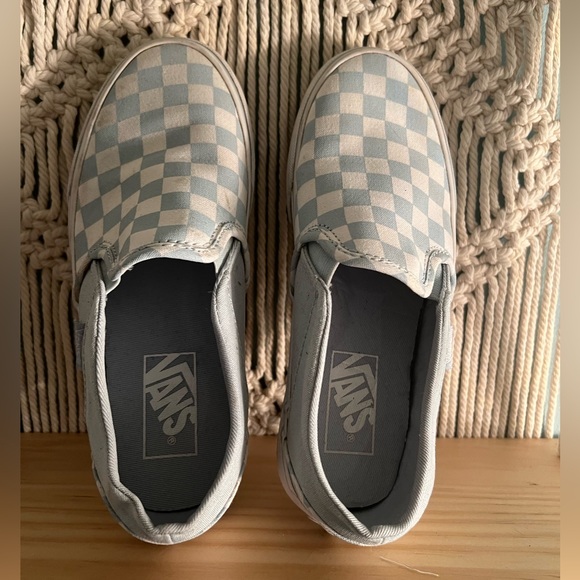 Vans Shoes - Light blue and white checkered vans women’s size 5.5